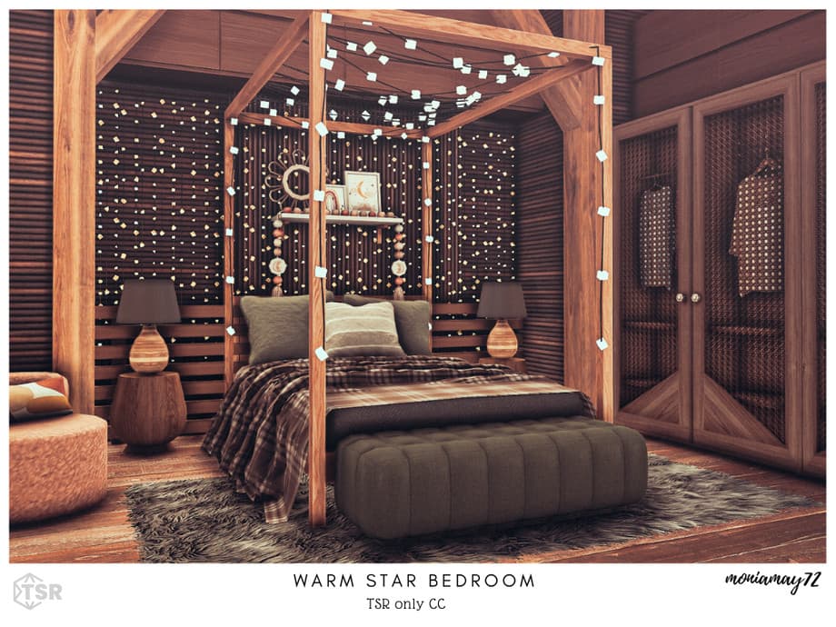 Скриншот мода Спальня Warm Star Bedroom (СС лот)